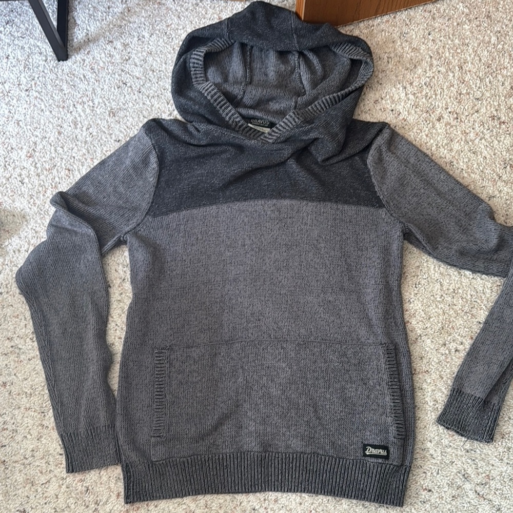 Gray and Black Hooded Sweater